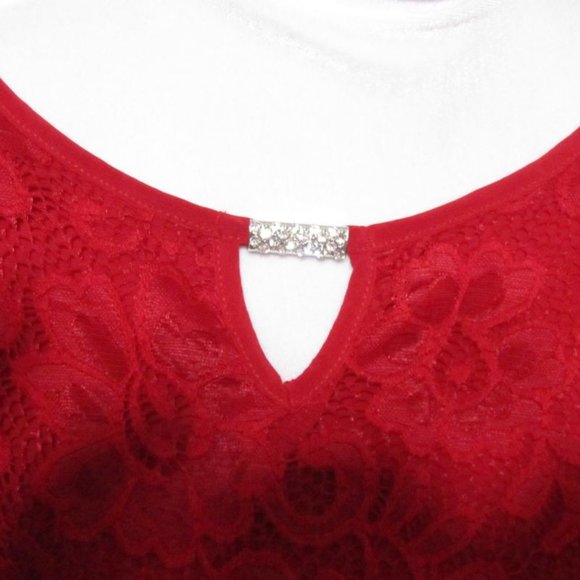 Onix apparel womens blouse size XL sleeveless with lace cape red - Picture 7 of 13
